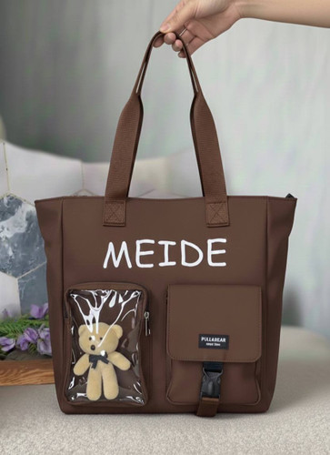 کیف دانشجویی دوجیب جنس نانس عروسک دار