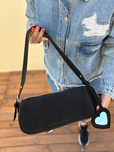 کیف دستی دوشی دخترانه مینیمال جنس جیر مدل آویز آینه قلبی